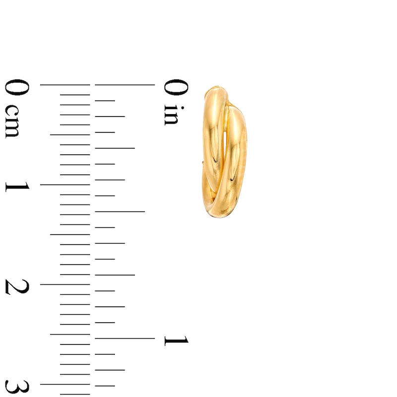 Criss-Cross 10.0mm Oval J-Hoop Earrings in 14K Gold