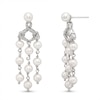 Thumbnail Image 0 of Freshwater Cultured Pearl and White Lab-Created Sapphire Chandelier Drop Earrings in Sterling Silver