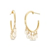 Thumbnail Image 0 of Oval Freshwater Cultured Pearl Dangle Hoop Earrings in 10K Gold