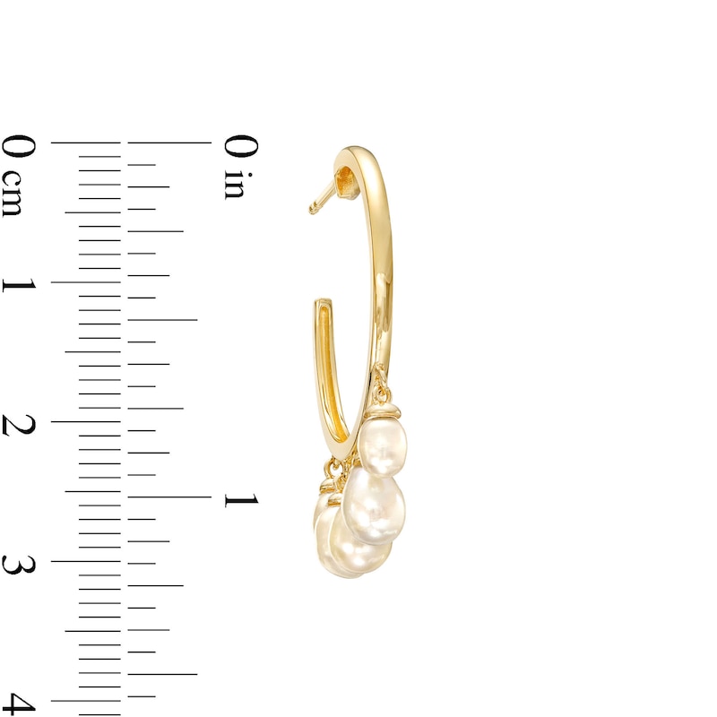 Oval Freshwater Cultured Pearl Dangle Hoop Earrings in 10K Gold|Peoples Jewellers