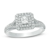 Thumbnail Image 0 of Previously Owned - Vera Wang Love Collection 0.58 CT. T.W. Princess-Cut Diamond Double Frame Ring in 14K White Gold