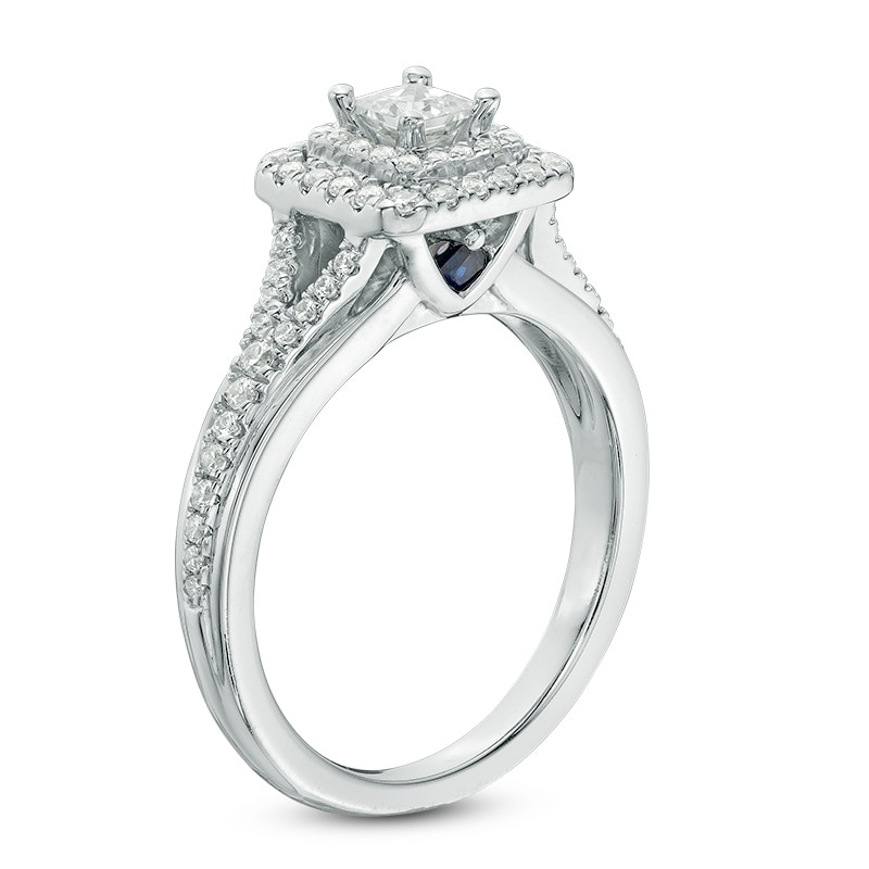 Previously Owned - Vera Wang Love Collection 0.58 CT. T.W. Princess-Cut Diamond Double Frame Ring in 14K White Gold|Peoples Jewellers