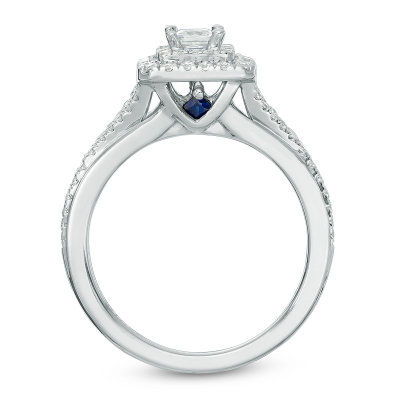 Previously Owned - Vera Wang Love Collection 0.58 CT. T.W. Princess-Cut Diamond Double Frame Ring in 14K White Gold|Peoples Jewellers