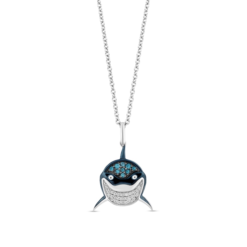 Disney Treasures Finding Nemo Swiss Blue Topaz and 0.065 CT. T.W. Diamond Bruce Pendant in Sterling Silver|Peoples Jewellers