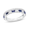 Vera Wang Love Collection 0.37 CT. T.W. Diamond and Blue Sapphire Stacked Band in 14K White Gold