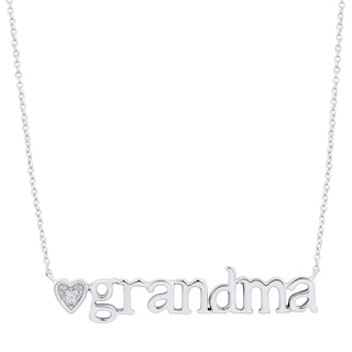 Diamond Accent Heart "grandma" Necklace in Sterling Silver