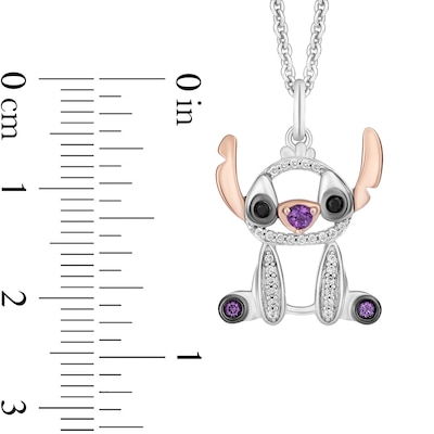 Disney Treasures Lilo and Stitch Amethyst and 0.085 CT. T.W. Diamond Seated Pendant in Sterling Silver and 10K Rose Gold