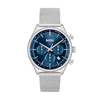 Men's Hugo Boss Gregor Chronograph Mesh Watch with Blue Dial (Model: 1514052)