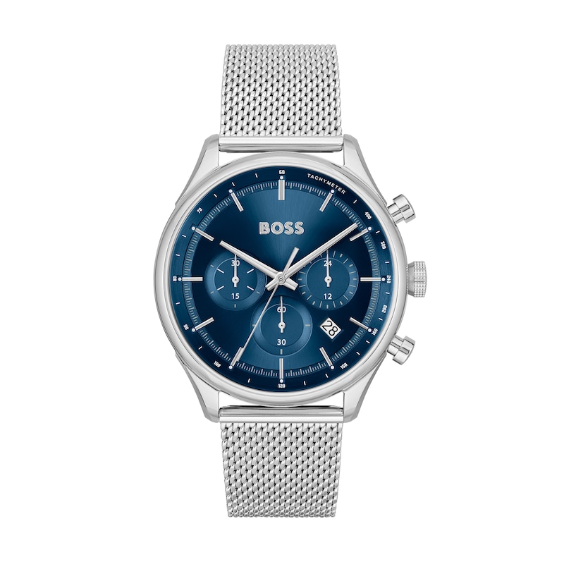 Men's Hugo Boss Gregor Chronograph Mesh Watch with Blue Dial (Model: 1514052)|Peoples Jewellers