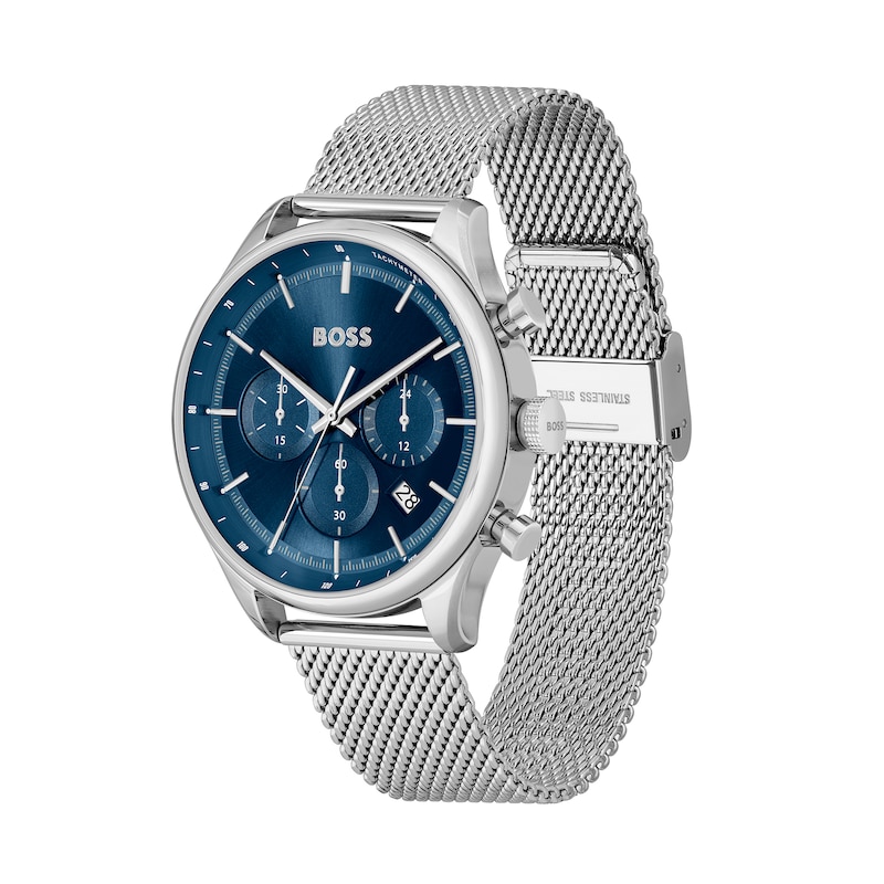 Blue (Model: Jewellers with | Men\'s Kingsway Peoples Watch Boss Mall Jewellers Mesh Gregor Chronograph Hugo Dial 1514052)|Peoples
