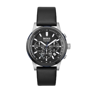 Men's Hugo Boss Solgrade Chronograph Leather Strap Watch with Dial (Model