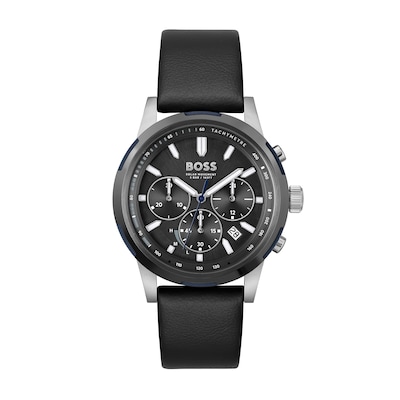 Men's Hugo Boss Solgrade Chronograph Leather Strap Watch with Dial (Model