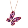 EFFY™ Collection Amethyst, Rhodolite Garnet and Diamond Accent Tilted Butterfly Pendant in 14K Rose Gold