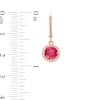 Thumbnail Image 4 of Lab-Created Ruby and White Lab-Created Sapphire Frame Pendant and Drop Earrings Set in 10K Rose Gold