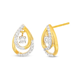 Unstoppable Love™ 0.20 CT. T.W. Diamond Double Teardrop Stud Earrings in 10K Gold