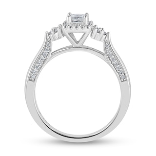 0.45 CT. T.W. Princess-Cut Diamond Frame Tri-Sides Engagement Ring in 14K White Gold (I/I2)