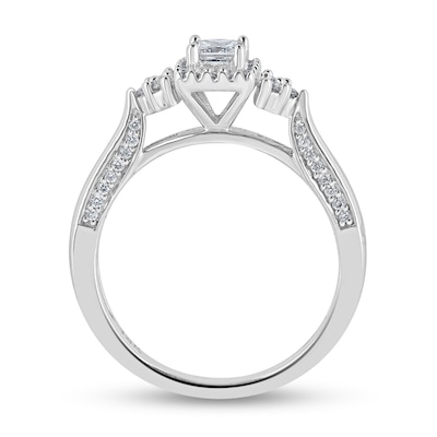 0.45 CT. T.W. Princess-Cut Diamond Frame Tri-Sides Engagement Ring in 14K White Gold (I/I2)