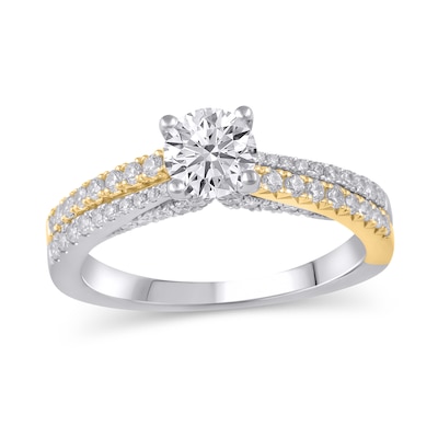 1.23 CT. T.W. Diamond Double Row Engagement Ring in 14K Two-Tone Gold (I/I1)