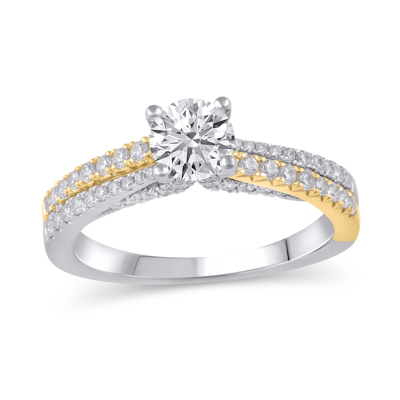 1.23 CT. T.W. Diamond Double Row Engagement Ring in 14K Two-Tone Gold (I/I1)|Peoples Jewellers