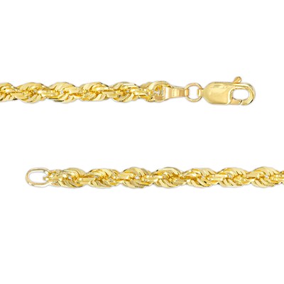 3.8mm Glitter Rope Chain Necklace in Solid 10K Gold - 22"