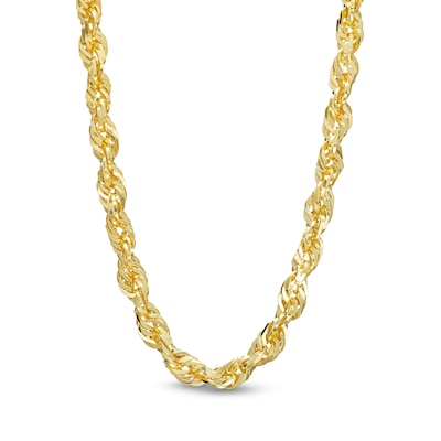 5.5mm Glitter Rope Chain Necklace in Solid 10K Gold - 24"