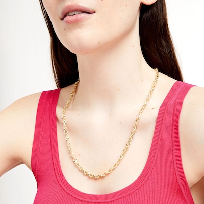 5.5mm Glitter Rope Chain Necklace in Solid 10K Gold - 24"