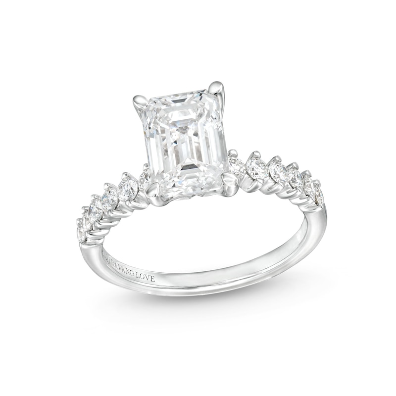 TRUE Lab-Created Diamonds by Vera Wang Love 2.29 CT. T.W. Emerald-Cut Engagement Ring in 14K White Gold (F/VS2)|Peoples Jewellers