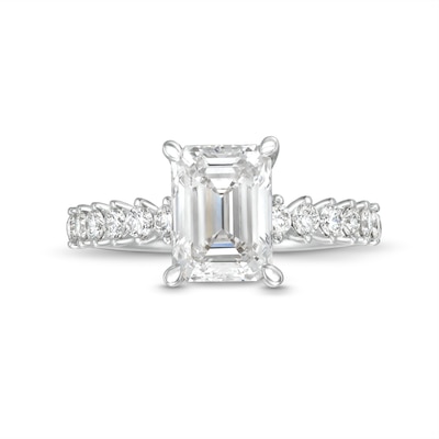 Vera Wang Love Collection 2.29 CT. T.W. Emerald-Cut Certified Lab-Created Diamond Engagement Ring in 14K White Gold (F/VS2)