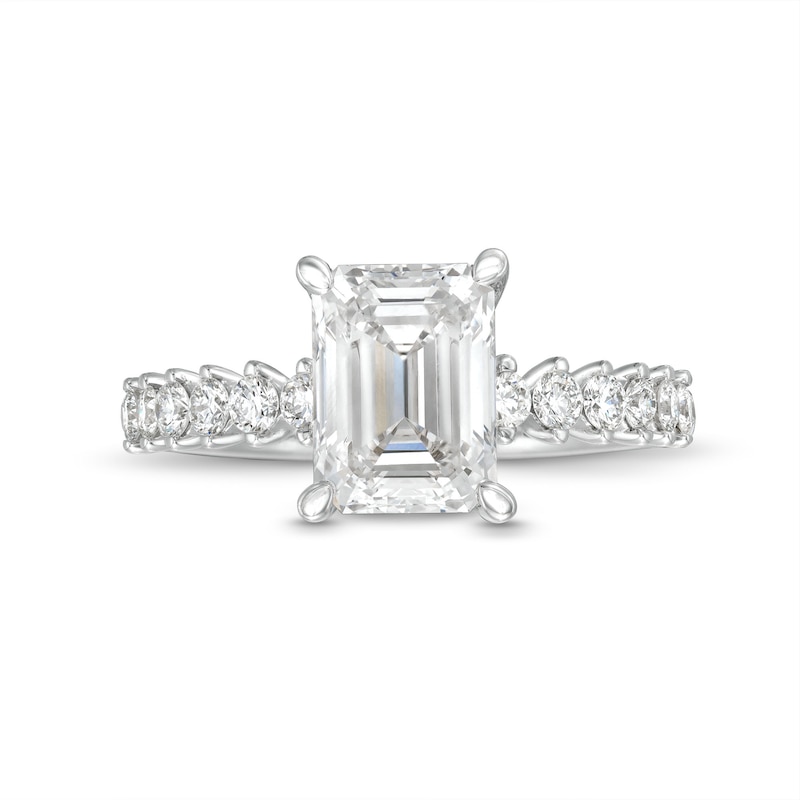 TRUE Lab-Created Diamonds by Vera Wang Love 2.29 CT. T.W. Emerald-Cut Engagement Ring in 14K White Gold (F/VS2)|Peoples Jewellers