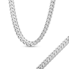 Men's Polished and Satin 3.5mm Reversible Curb Chain Bracelet and Necklace Set in Solid Stainless Steel