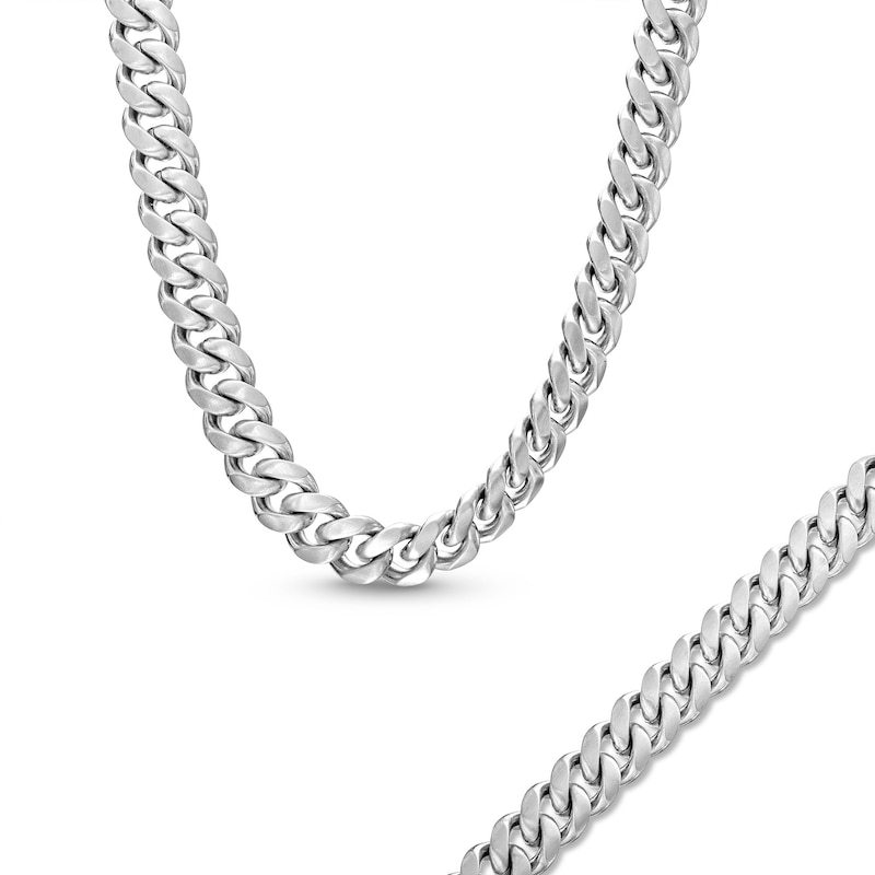 Men's Polished and Satin 3.5mm Reversible Curb Chain Bracelet and Necklace Set in Solid Stainless Steel