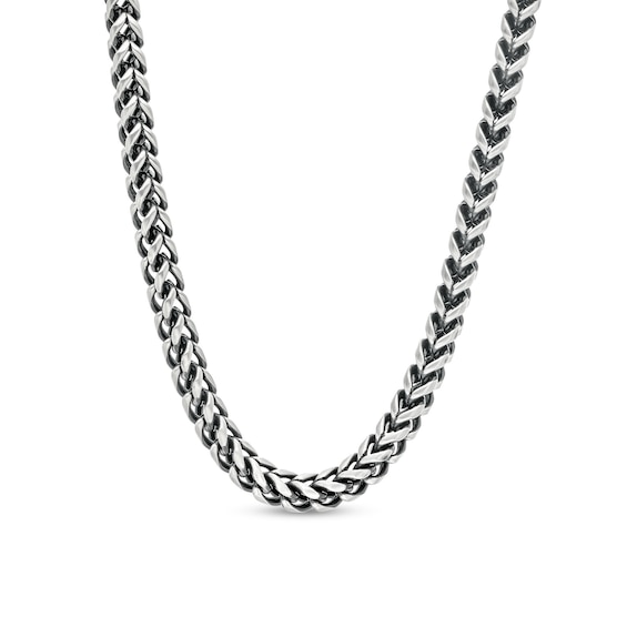 Men's 5.5mm Franco Chain Necklace in Solid Stainless Steel  with Black Ion-Plate - 24"