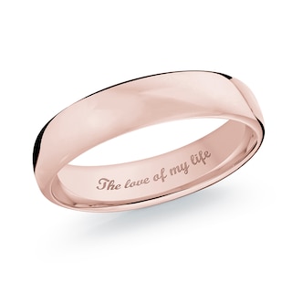 Men's 6.5mm Comfort-Fit Euro Engravable Wedding Band in 14K Rose Gold (1 Line)