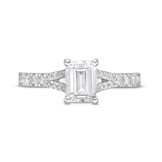 Vera Wang Love Collection Certified Emerald-Cut Centre Diamond 1.45 CT. T.W. Engagement Ring in 14K White Gold (I/SI2)