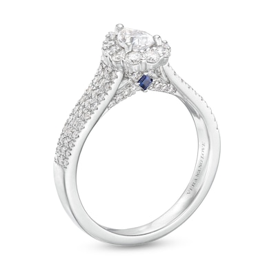 Vera Wang Love Collection 1.23 CT. T.W. Pear-Shaped Diamond Flower Frame Engagement Ring in 14K White Gold (I/SI2)