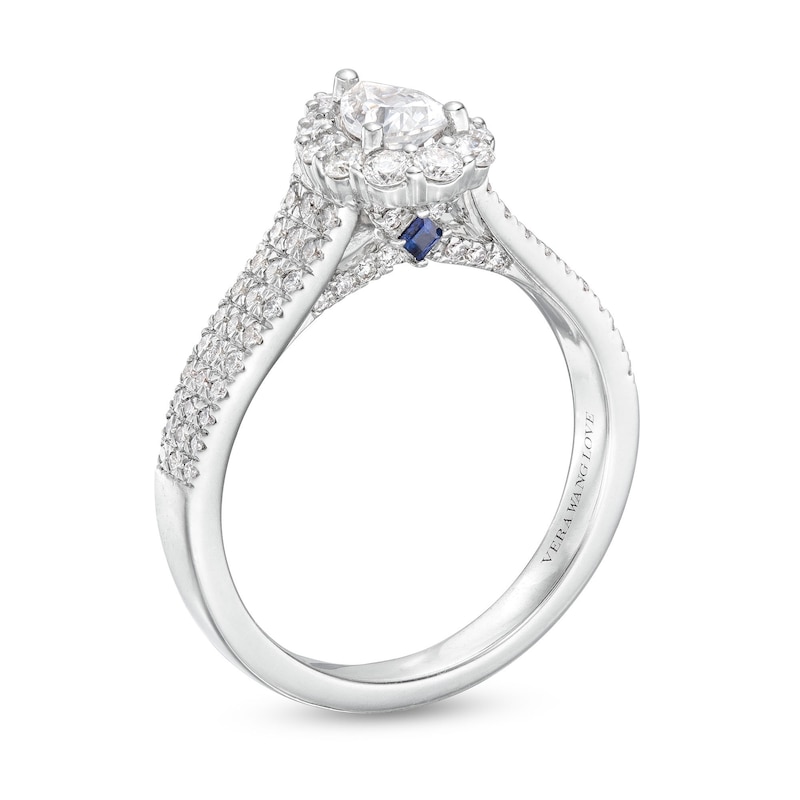 Vera Wang Love Collection 1.23 CT. T.W. Pear-Shaped Diamond Flower Frame Engagement Ring in 14K White Gold (I/SI2)|Peoples Jewellers