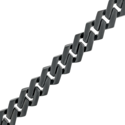 Men's 0.50 CT. T.W. Black Diamond Squared Link Chain Bracelet in Stainless Steel with Black Ion-Plate - 8.62"