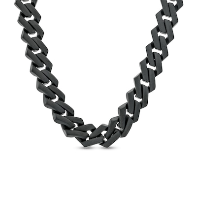 Men's 0.50 CT. T.W. Black Diamond Squared Link Chain Necklace in Stainless Steel with Black Ion-Plate - 20"