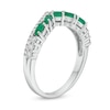 Thumbnail Image 2 of Slanted Marquise-Cut Emerald and 0.23 CT. T.W. Diamond Edge Contour Band in 10K White Gold