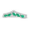 Slanted Marquise-Cut Emerald and 0.23 CT. T.W. Diamond Edge Contour Band in 10K White Gold