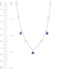 Thumbnail Image 3 of Freshwater Cultured Pearl and Blue Lab-Created Sapphire Dangle Station Necklace in Sterling Silver