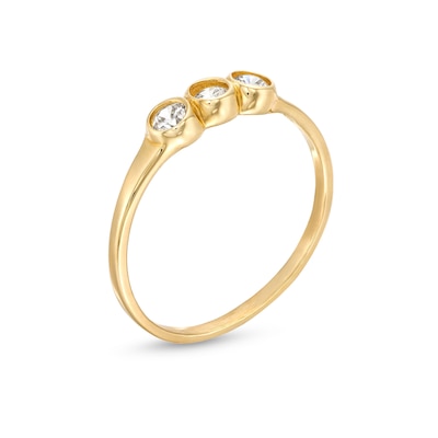 Child's Cubic Zirconia Three Stone Ring in 10K Gold