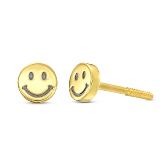 Child's Smiley Face Stud Earrings in 14K Gold