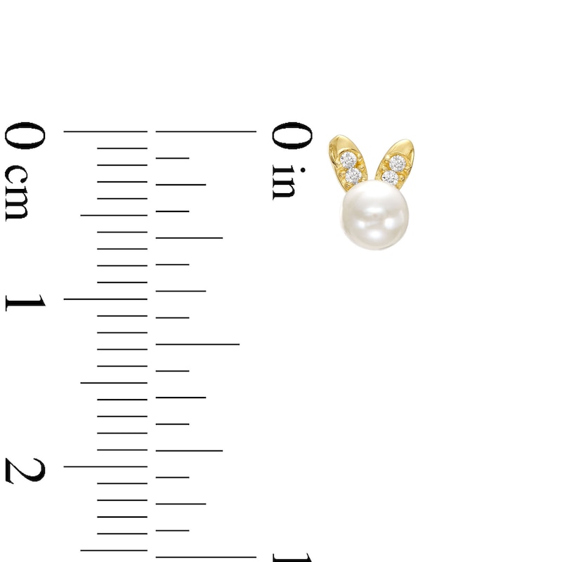 Child's 4.0mm Freshwater Cultured Pearl and Cubic Zirconia Bunny Ear Stud Earrings in 14K Gold