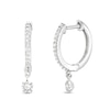 Thumbnail Image 1 of Unstoppable Love™ 0.12 CT. T.W. Diamond Dangle Huggie Hoop Earrings in Sterling Silver