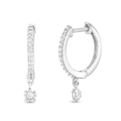 Unstoppable Love™ 0.12 CT. T.W. Diamond Dangle Huggie Hoop Earrings in Sterling Silver