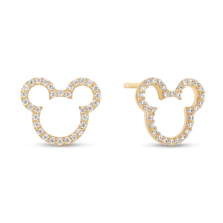 Disney Treasures Mickey Mouse 0.23 CT. T.W. Diamond Ears Silhouette Stud Earrings in 10K Gold