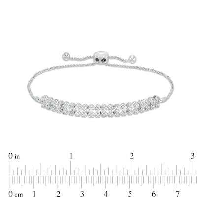 0.25 CT. T.W. Diamond Double Row Link Bolo Bracelet in Sterling Silver - 9.5"