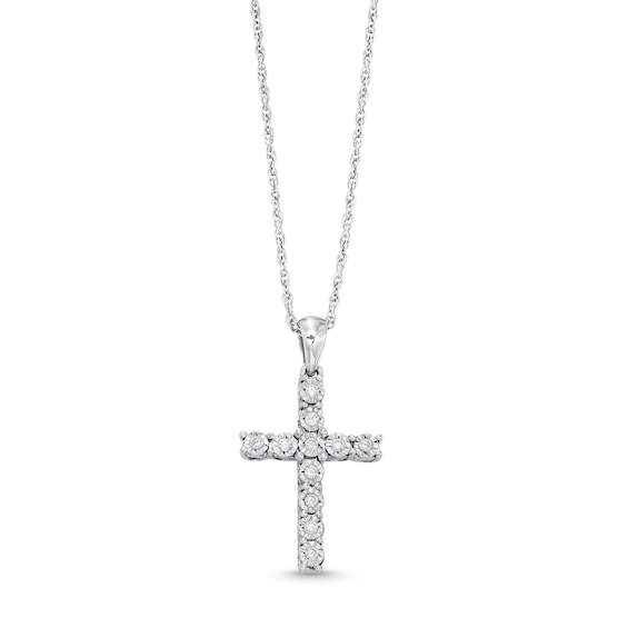 0.065 CT. T.W. Diamond Miracle Cross Pendant in Sterling Silver