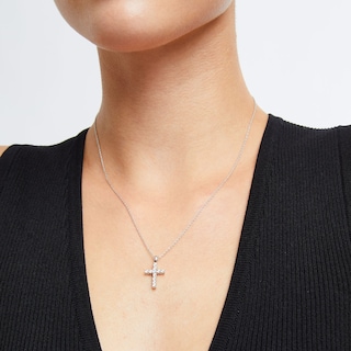 0.065 CT. T.W. Diamond Miracle Cross Pendant in Sterling Silver